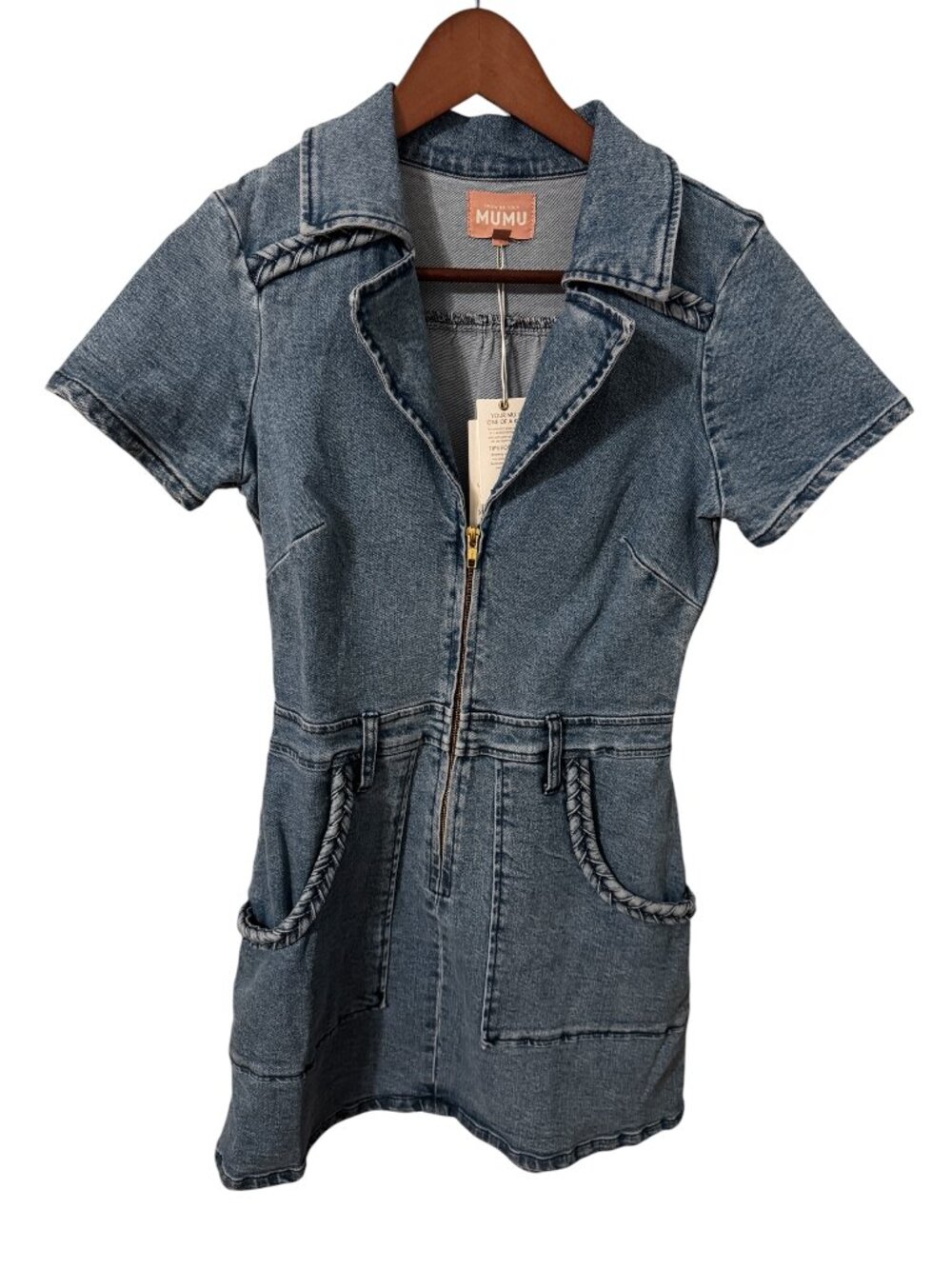 Show Me Your Mumu Outlaw Denim Dress | NWT | Size Small | Zip Front Utility Mini - Picture 2 of 7